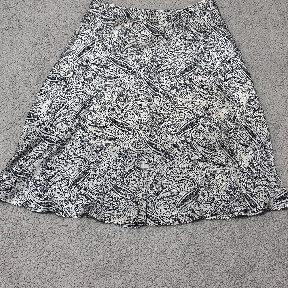 Worthington Black and White Paisley A-Line Skirt